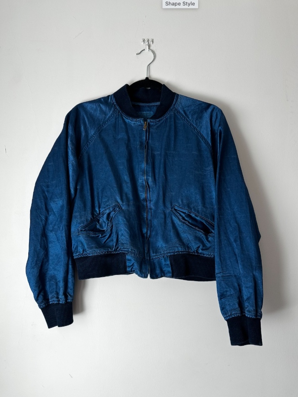 Imogene + Willie Shelbyville Indigo Satin Jacket Cropped Bomber - Picture 3 of 6